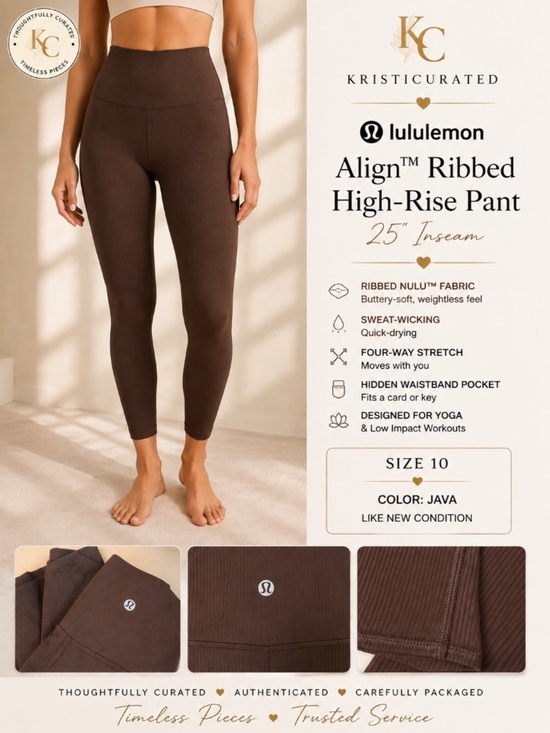 lululemon athletica Pants - Lululemon Align Ribbed High-Rise Pant 25" Java Size 10